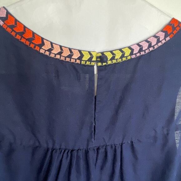 J. Crew Women's Floral Embroidered Dress Size 4 Linen Cotton Blend Boho Coastal - Picture 10 of 12